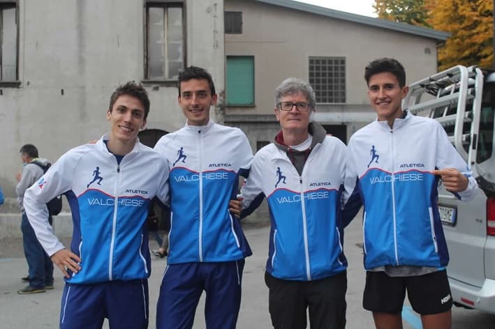 Marco Filosi, Alberto Vender, il tecnico Ennio Colò e Luca Merli nella foto credit Fidal Trentino