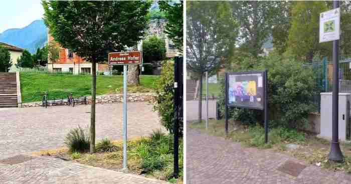 TRENTINO - Trento: scomparsa la targa del giardino Andreas Hofer 